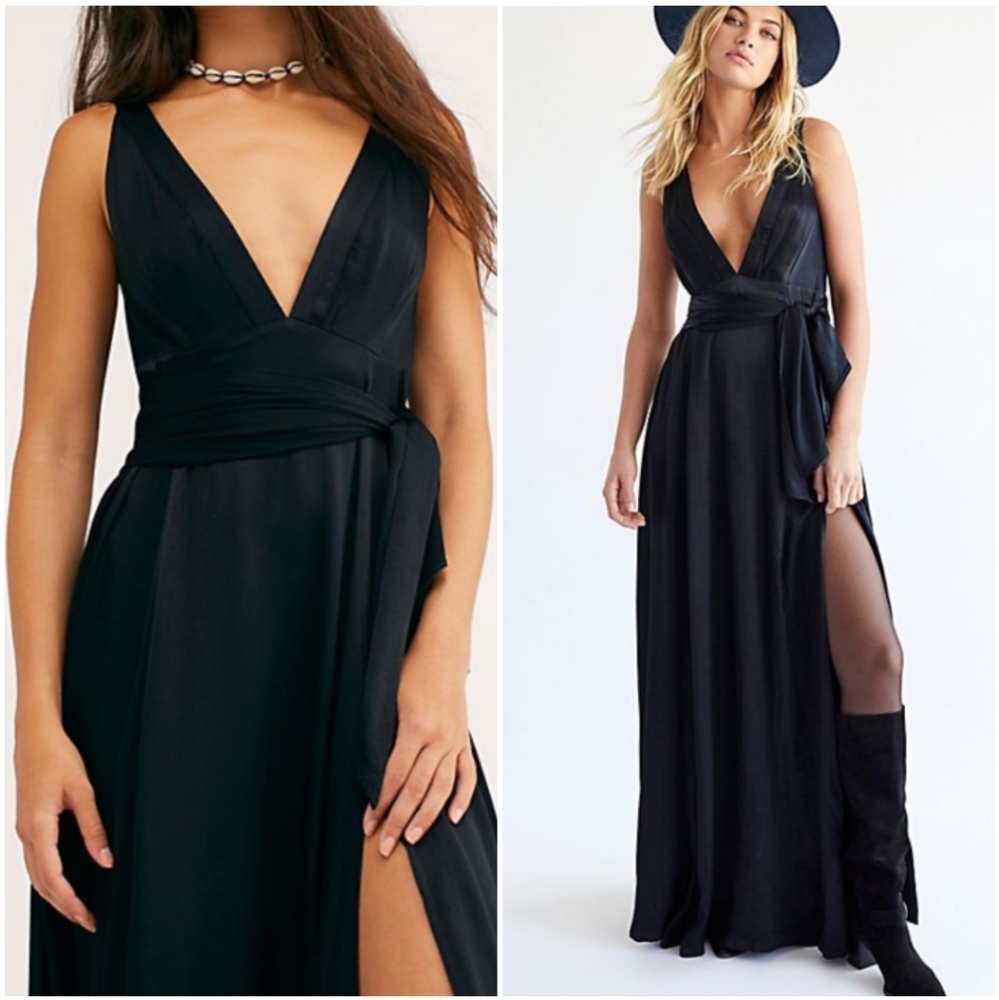 🔥LAST 1🔥NWT FREE PEOPLE SILKY MAXI DRESS - Picture 2 of 4